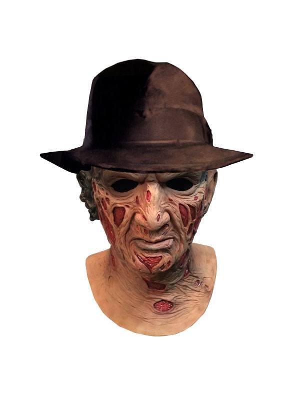Les Griffes de la Nuit masque latex Deluxe Freddy Krueger avec chapeau
