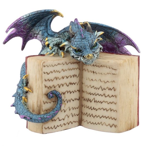 Dragon sur livre (bleu)
